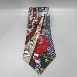 AGC Inc Mens Neck Tie Merry Christmas Santa Diner Reindeer Holiday Gift Novelty